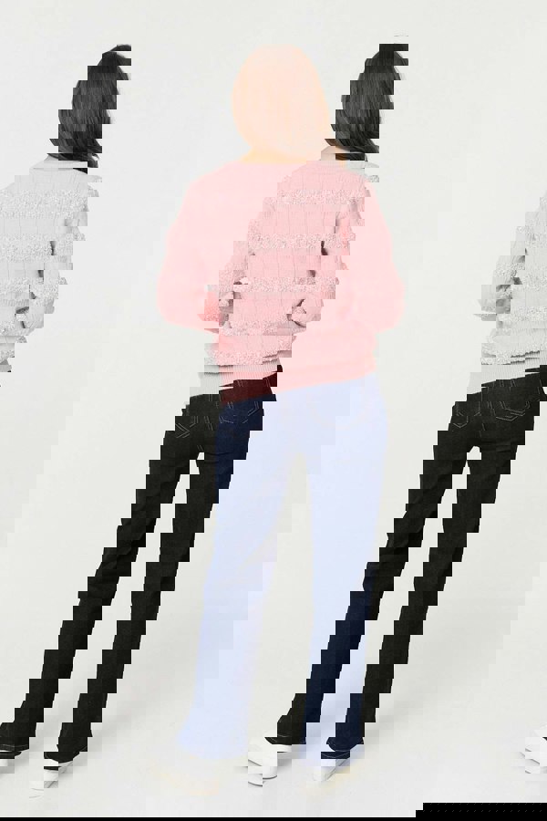 Pink | Textured Long Sleeve Knit Jumper
