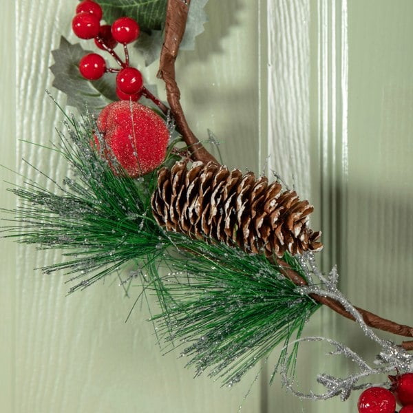 Samuel Alexander 45cm Hanging Christmas Wreath with Apples and Red Berries