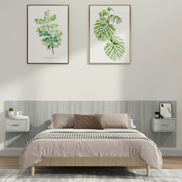 Berkfield Bed Headboard with Cabinets Grey Sonoma Engineered Wood