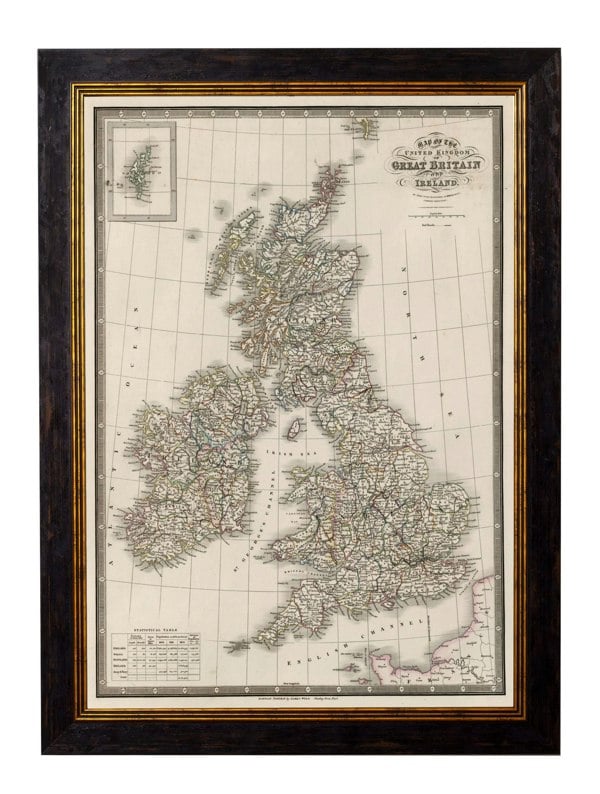 Exceptional Art c.1838 Map of The British Isles
