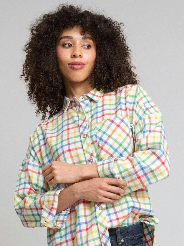 Kite Womens Organic Rainbow Leigh Oversized Flannel Check Shirt