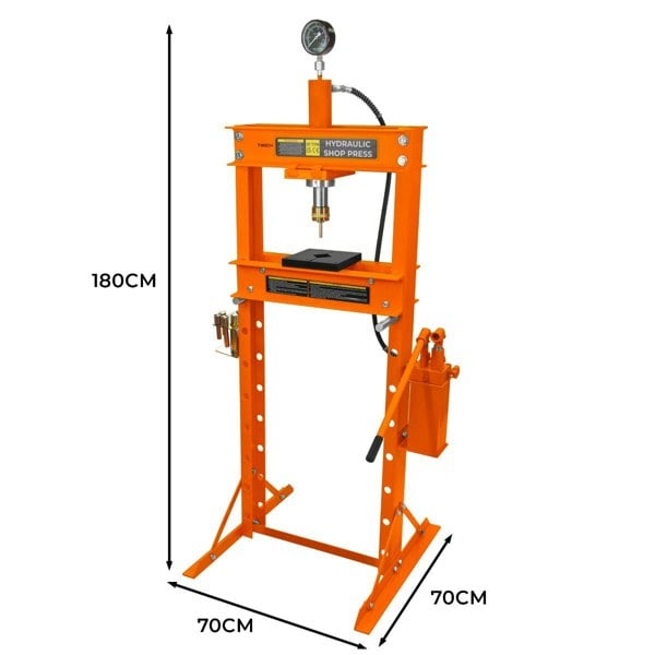 T-mech Hydraulic Shop Press with Gauge – 20 Tonne