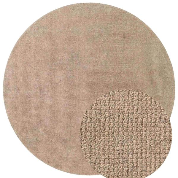 Two circular rugs with different textures on a white background