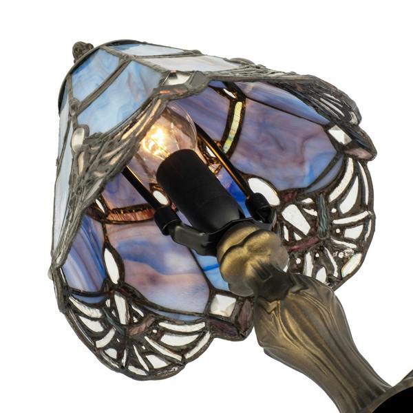 Quirky and Petite Purple Stained Glass Tiffany Lamp with Clear Beads Image 4