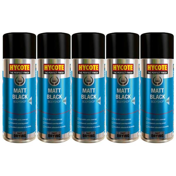 Hycote 5X Hycote Bodyshop Matt Black Spray Paint 400ml