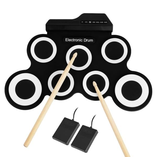 Gr8 Home Electronic 7 Pad Drum Kit Mat Set Roll Up Digital Instrument