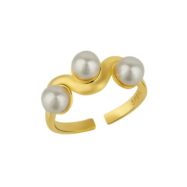 Spero London Twisted Pearl Sterling Silver Ring