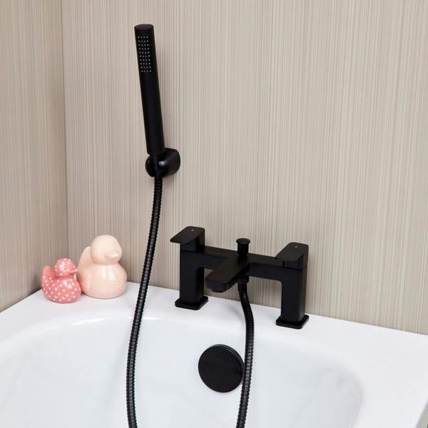 Flode Glan | Bath Shower Mixer | Including Handset and Holder | Matt Black