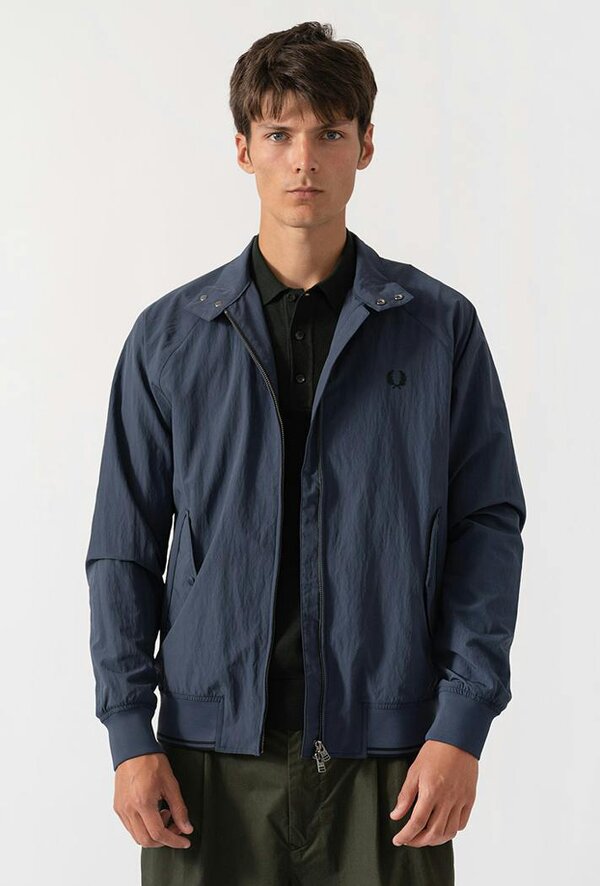 Fred Perry Crinkle Harrington Jacket - Airforce Blue