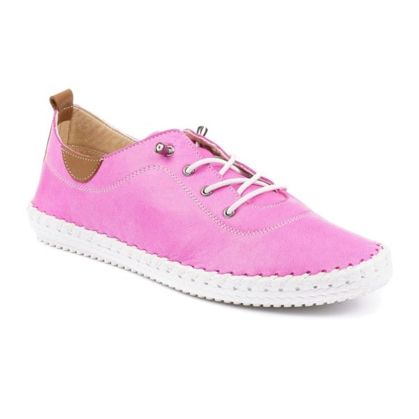 Lunar Women's St Ives Leather Plimsolls - Fuchsia/White