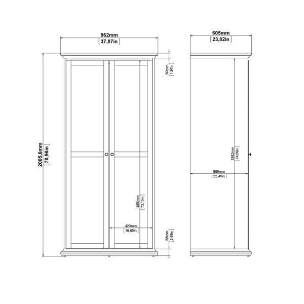 Furniture To Go Paris Wardrobe with 2 Doors in Cashmere