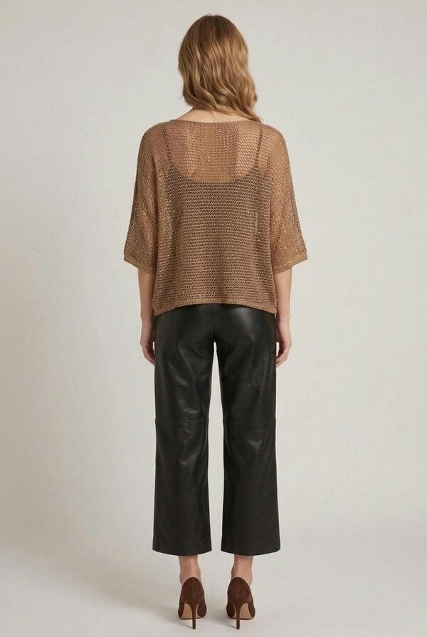 Izabel London Mesh Semi Sheer Hanky Hem Relaxed Top