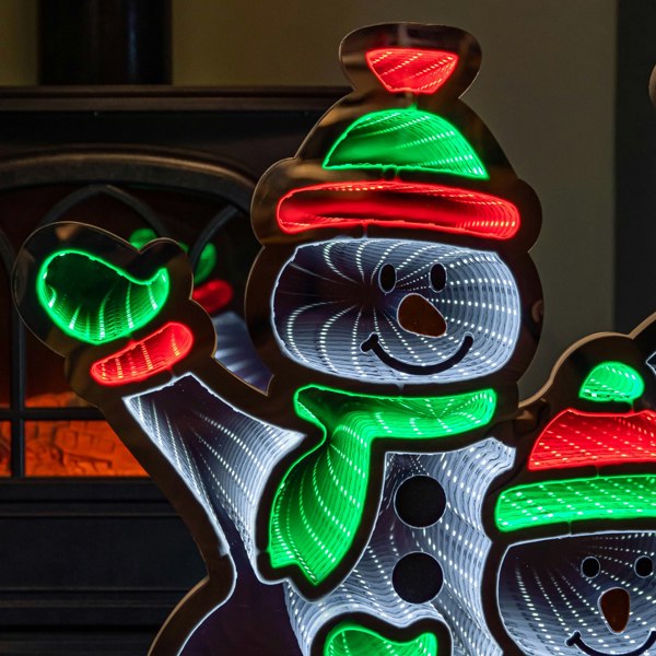 Samuel Alexander 65cm Infinity Standing Snowmen Family on Metal Base with White, Red & Green LEDs