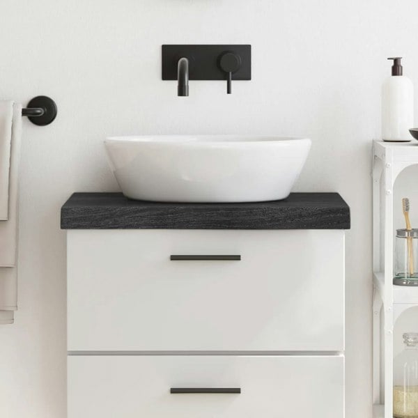 Berkfield Bathroom Countertop Dark Grey 60x40x6 cm Treated Solid Wood