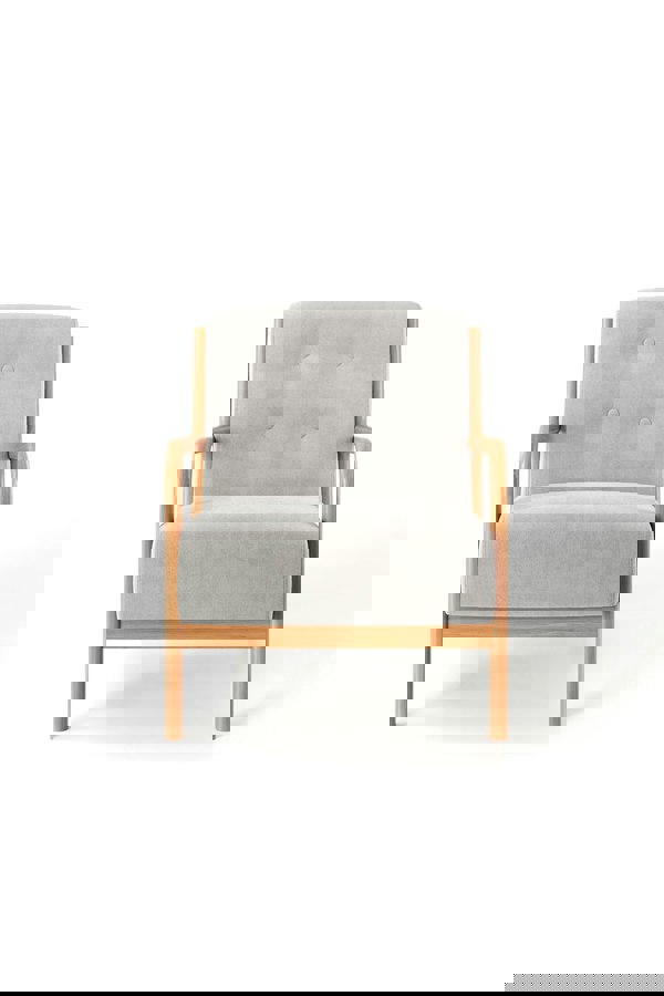 Living and Home Wooden Frame Upholstered Tufted Armchair