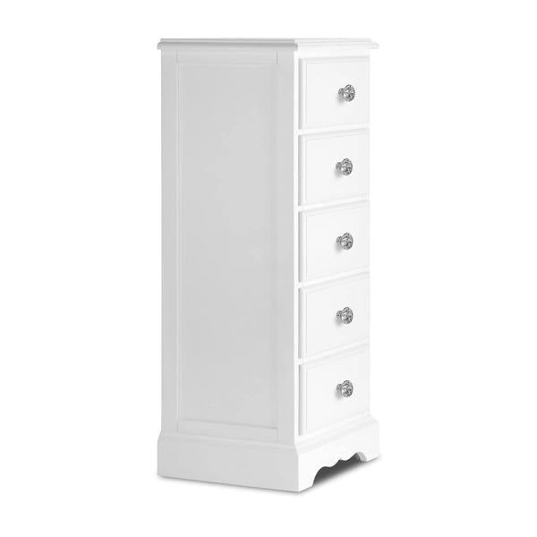 Statement Furniture Romance Tallboy 5 Drawer Narrow Chest of Drawers with Crystal Handles