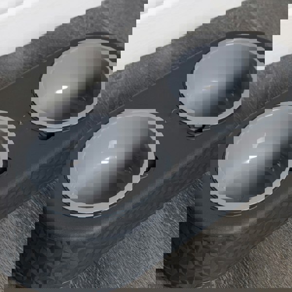 Samuel Alexander 16cm x 9cm Grey Plastic Raised Double Pet Bowl Feeding Station with Stand