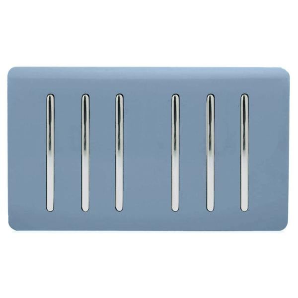 Trendi Switch 6 Gang 1 or 2 Way Light Switch in Sky Blue