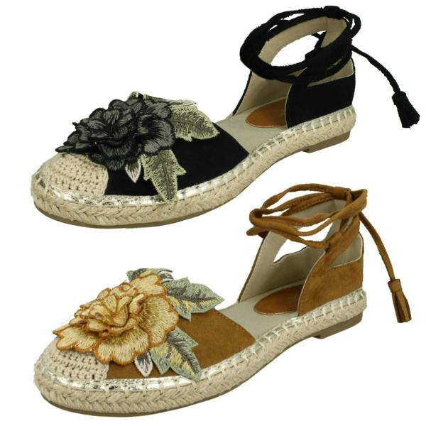 Spot On Ladies Spot On Ankle Tie Up Espadrilles F2263
