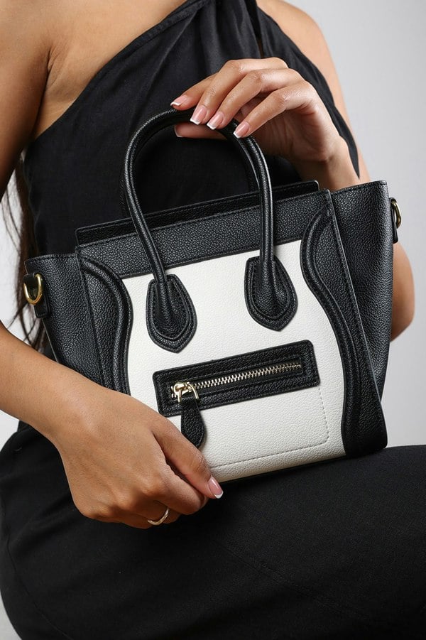 Where's That From Dulce Front Zip Classic Tote Bag in Black
