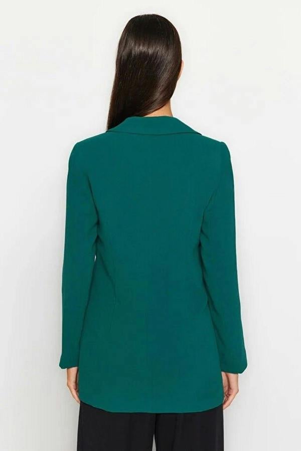 WOVCOR Oversize Lined Double-Breasted Woven Blazer Jacket
