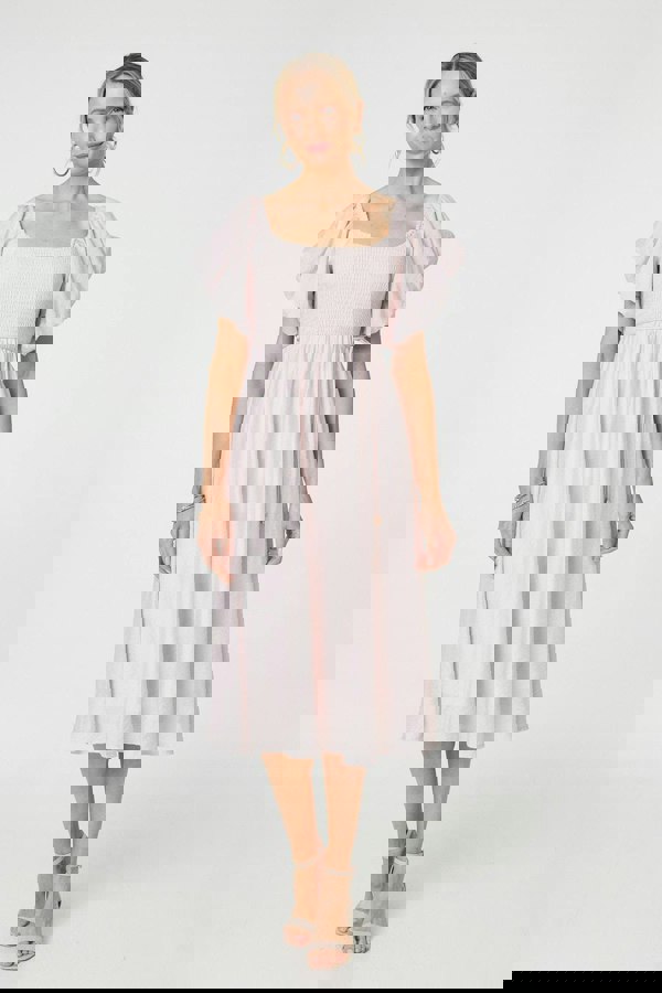 Pink | Puff 1/2 Sleeve Knee Length Dress