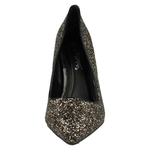 Anne Michelle Ladies Anne Michelle Pointed Toe Glittery Court Shoes