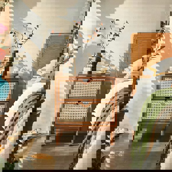 Kogi Bedside Table Solid Wood, Rattan-Weilai Concept-Weilai Concept