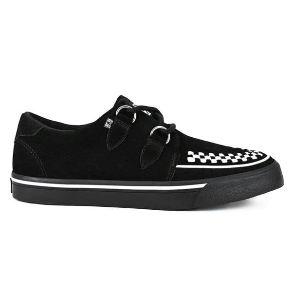 TUK Footwear TUK Pointed Creeper Sneaker Black White Suede Platform Shoes - A9182