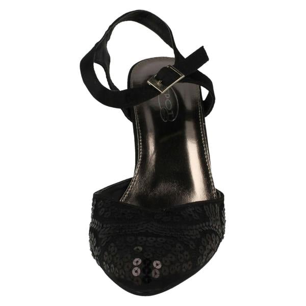 Spot On Ladies Spot On Mid Heel Sequined Evening Sandals