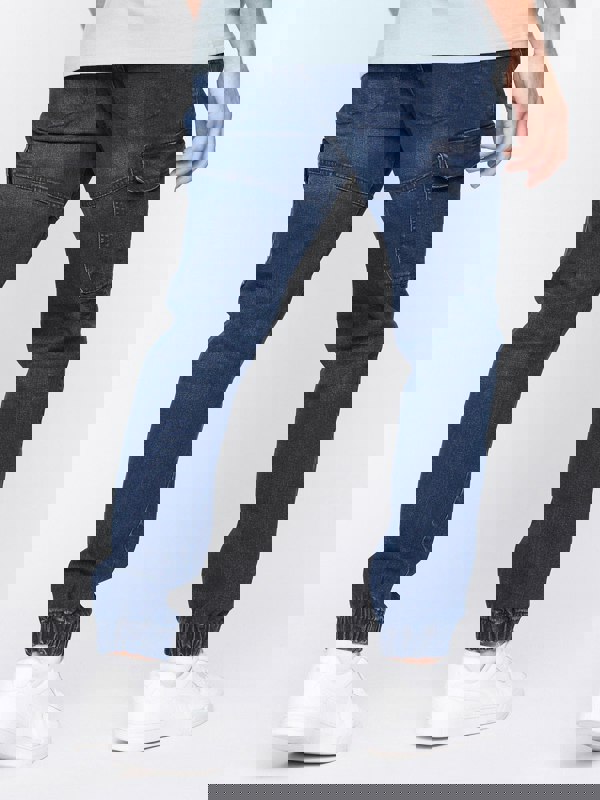 Crosshatch Malimore Cargo Cuff Jeans Dark Wash