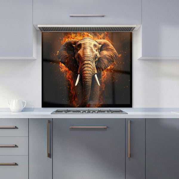 Warren Reed - Designer Splashart Elephant and fire Kitchen Splashback