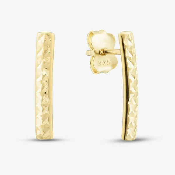 T. H. Baker 9ct Yellow Gold Diamond Cut Bar Drop Earrings 1.50.0315