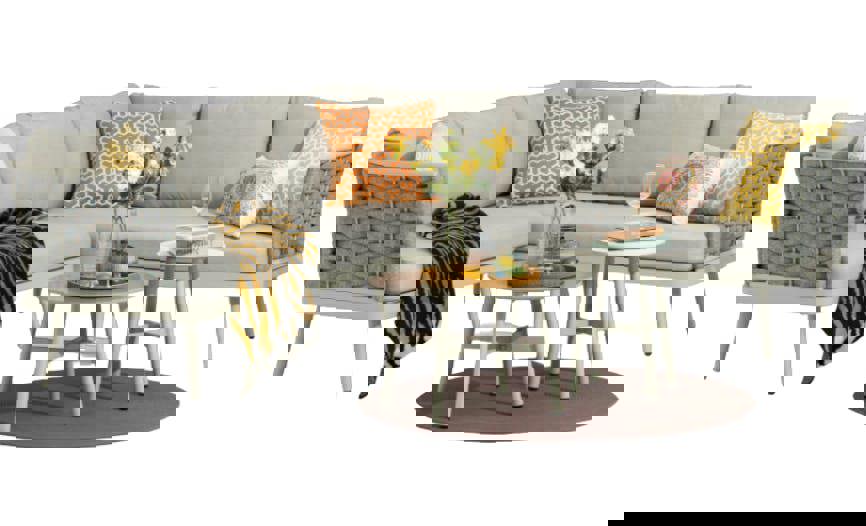 Larissa 7 Seater Corner Garden Sofa Set – Aluminium Frame The Garden Furniture Shop