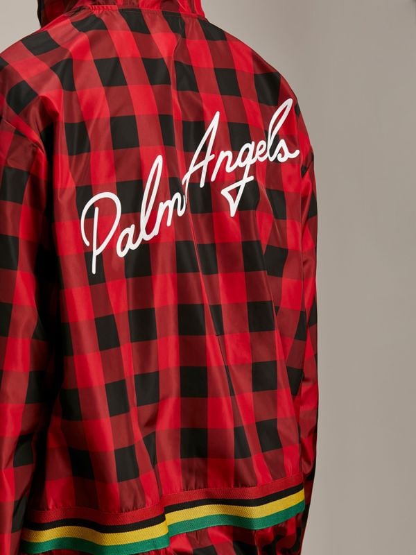 Palm Angels Buffalo Check Windbreaker Jacket - Red