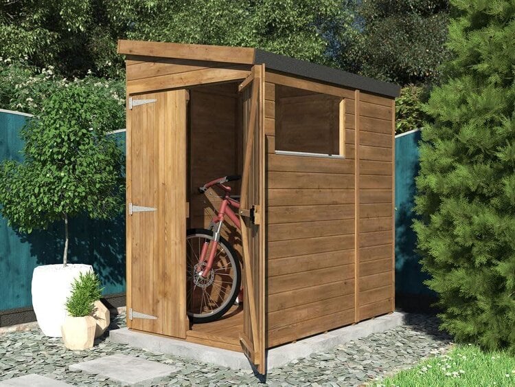 Dunster House 4x6 Wooden Garden Shed, 1.2x1.8m, 15mm Walls, Window, Pent Roof, Superfelt, Modular