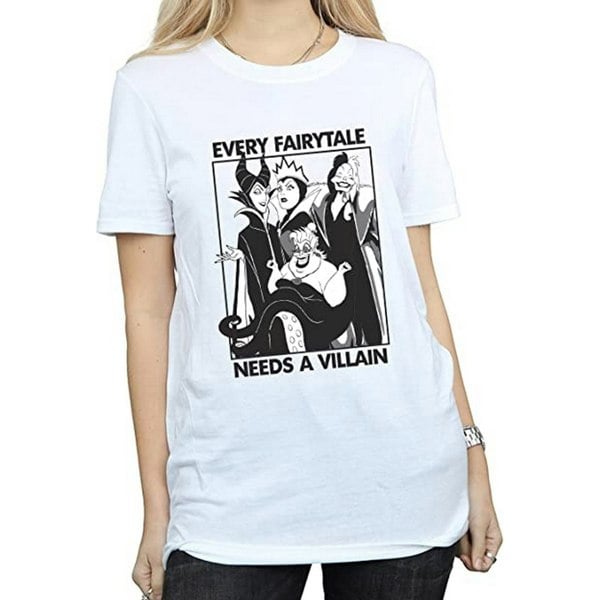 Disney Womens/Ladies Every Fairy Tale Needs A Villain Cotton Boyfriend T-Shirt - White