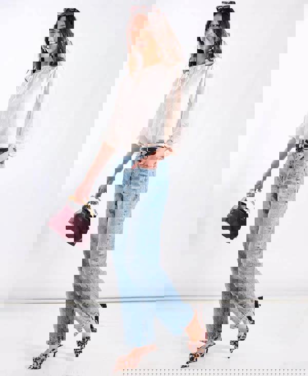 White Puff Sleeve Top three quarter sleeve