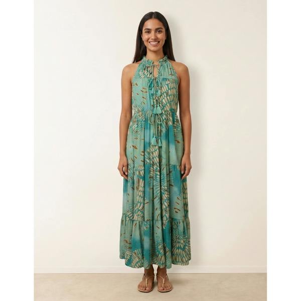 Blue Vanilla Diamante Tiered Tie Front Dress