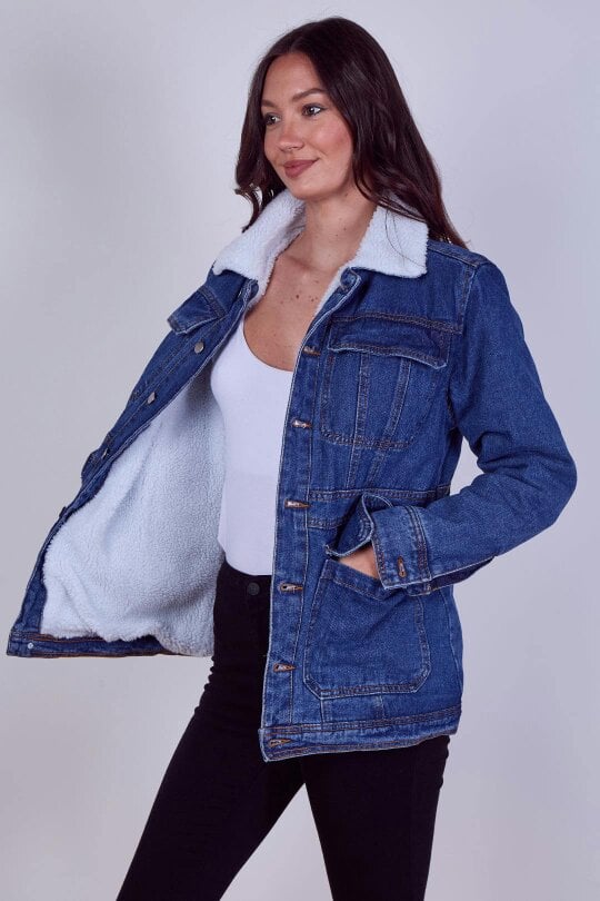 Women's Denim Sherpa Jacket – Fleece Lined Denim Jacket