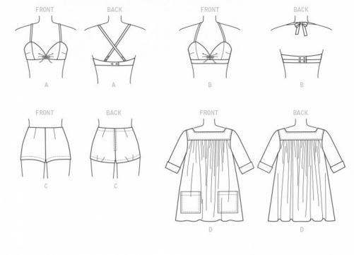 Vogue Sewing Pattern 9255, Swimwear, Tops, Vintage Style for Women, A5 (6-8-10-12-14) - Intermediate