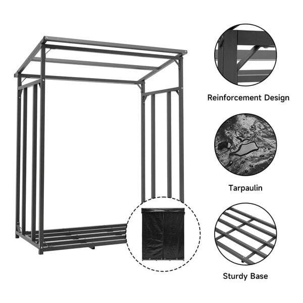 Garden Sanctuary Metal Tube Firewood Rack with Roof Garden Sheds Living and Home