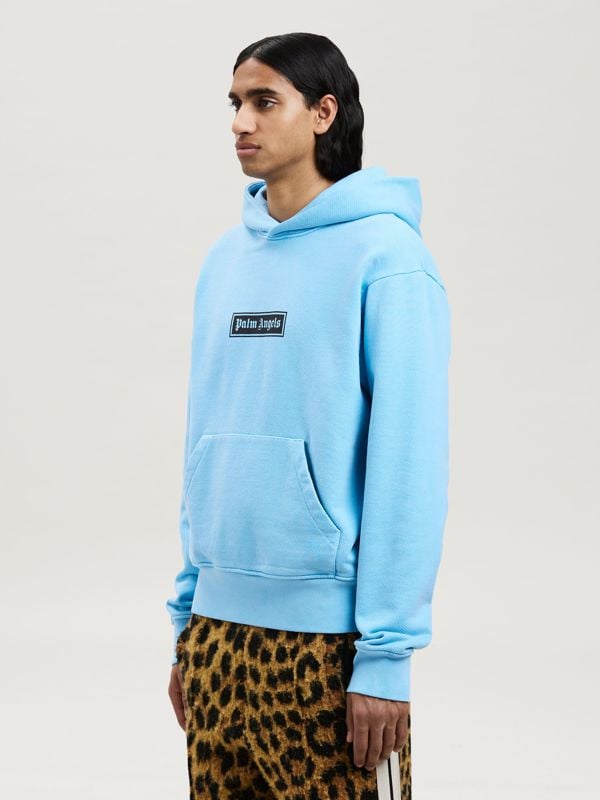 Palm Angels Garment Dyed Box Logo Hoodie - Light Blue