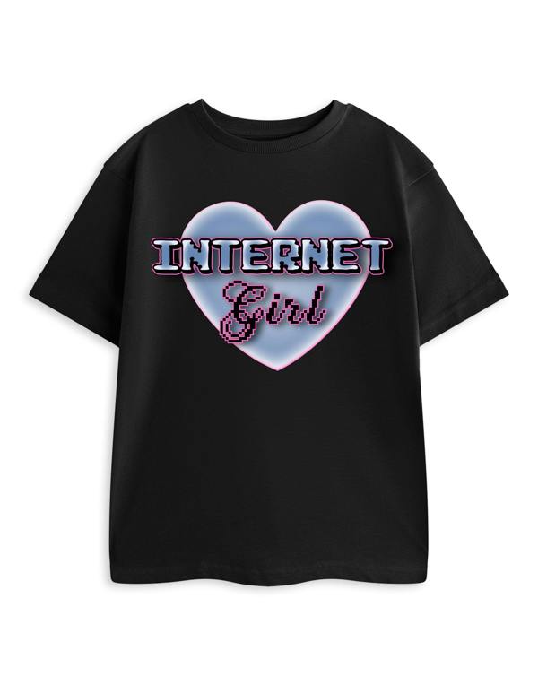 Vanilla Underground Show Me The Merch Girls Black Internet Girl Short Sleeved T-Shirt