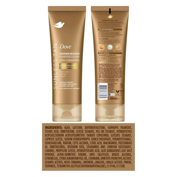 Dove Summer Revived Tanning Lotion 200ml 3 Pack, Medium to Dark Sunkissed Glow