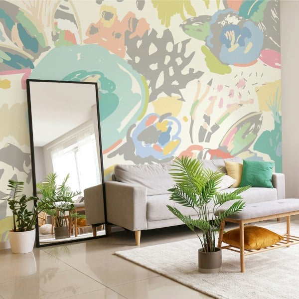 Origin Murals Abstract Floral Wall Mural - Blue