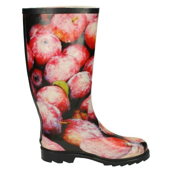 Spot On Ladies Spot On Apple Print Wellington Boot