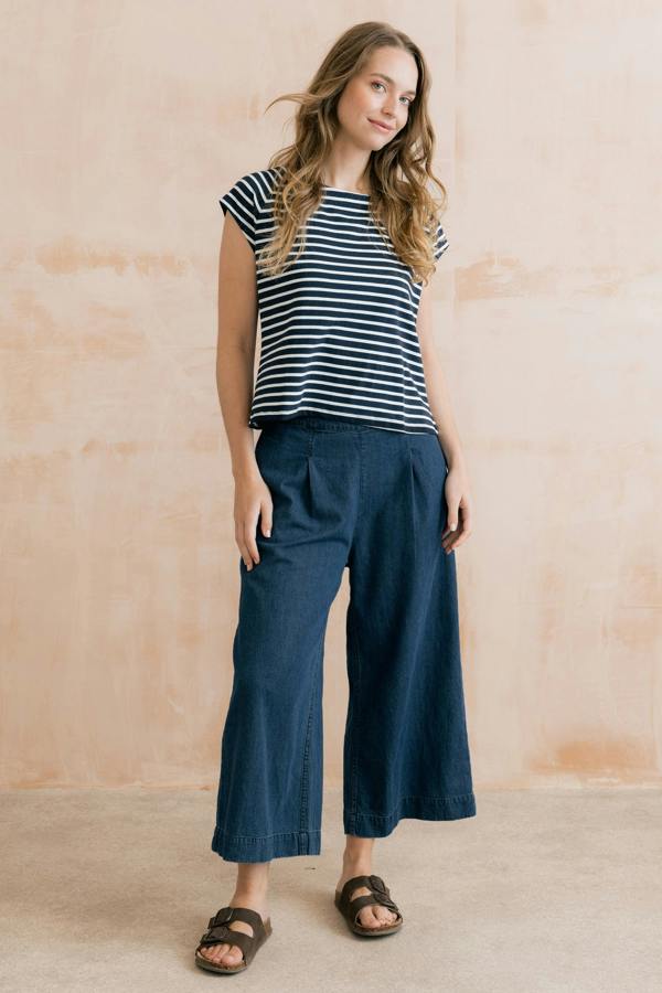 Lily & Me Summer Wide Leg Palazzo Trousers Cotton Denim