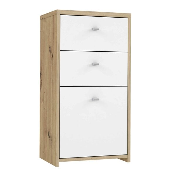 Wyld Haus Willowmere White and Natural Artisan Wood Chest Storage Cabinet 2 Drawers 1 Door