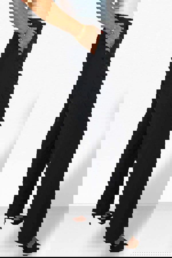 Paulo Due Women's Smart High Waist Wide Leg Trousers with Elastic Waist